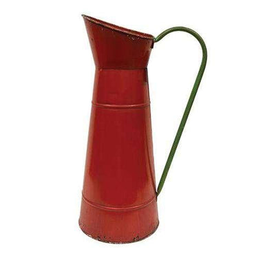 Rustic Red Carafe w/Green Handle - The Fox Decor